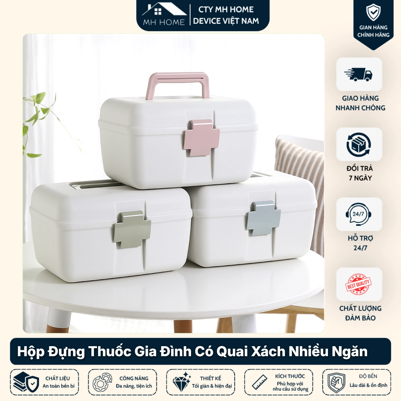 Hộp Đựng Thuốc Gia Đình Có Quai Xách Nhiều Ngăn Đa Năng Tiện Lợi | MH Home